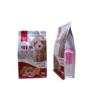 China 100% Food Grade Dog Cat Treat Packaging Block Square Flat Bottom Zipper Stand up Pouch Plastic Pet Food Bag on sale