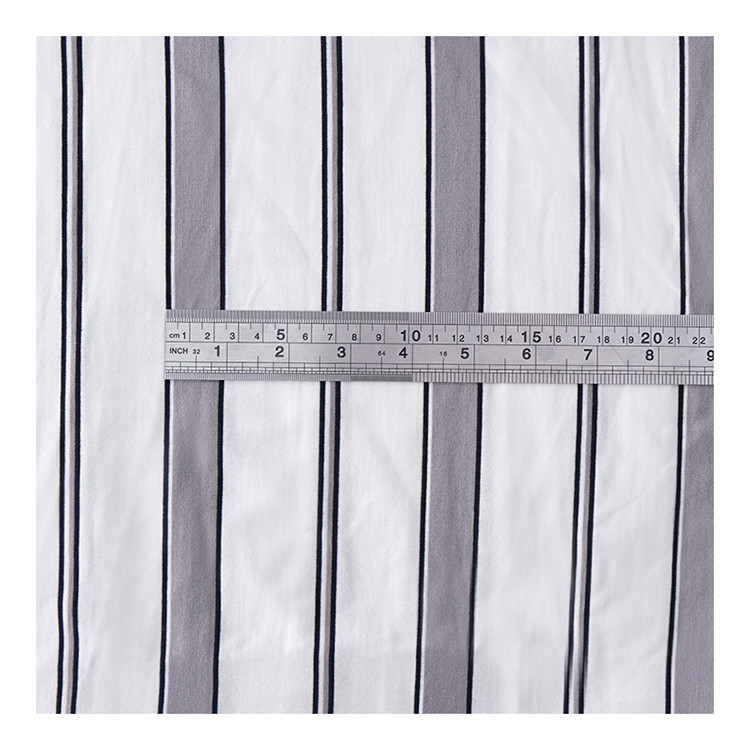 Multicolor 100 Cotton Striped Fabric 220gsm Breathable Stretch Material