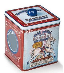 China Customized Square Printed Cookie Tin box 65x65x90mm Embossing ISO9001 2008 factory