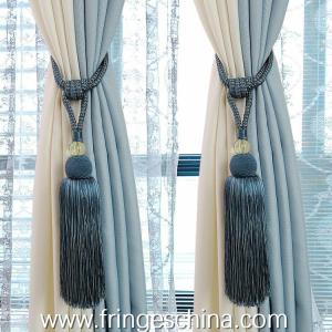 China Delicate custom long tassel fringe trimming for curtain attractive tieback hanging ball factory