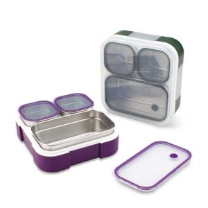China Leak Proof Metal Lunchbox with Three Compartments and Insulation 720ml factory