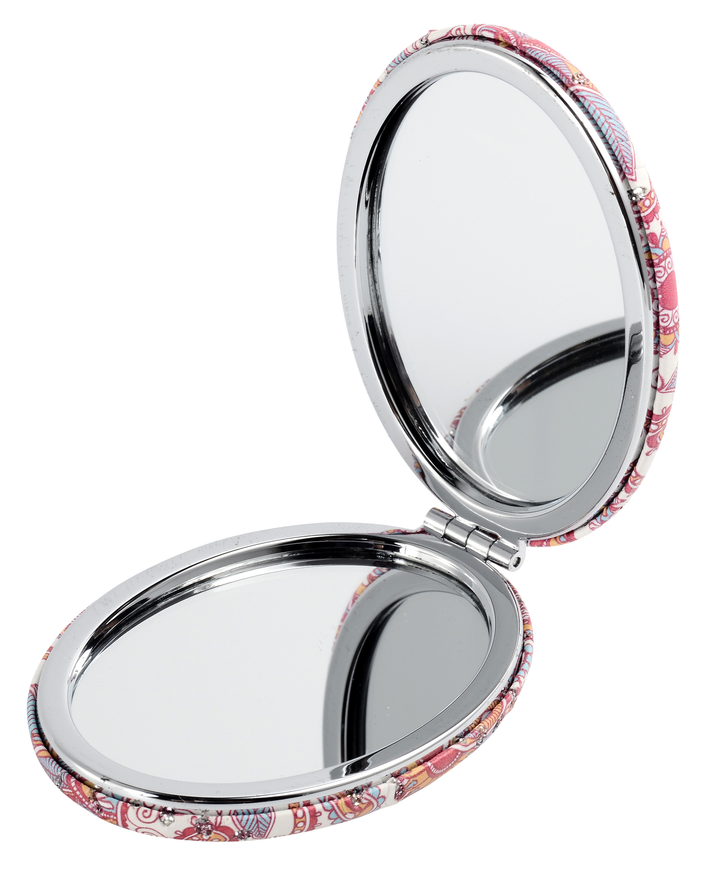 Round PU Pocket Mirror With Custom Logo Foldable In Various Colors
