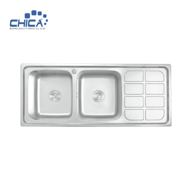 CH12050E Stainless Steel Press Kitchen Sink Topmount Kitchen Sink Double Bowl