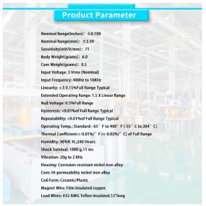 UNIVO High Temperature Mini AC Range 2.5mm Displacement Sensor for Harsh