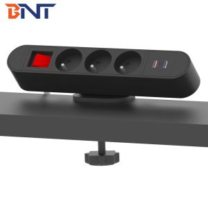 Modern office table mount white color clamp on table power outlets with USB