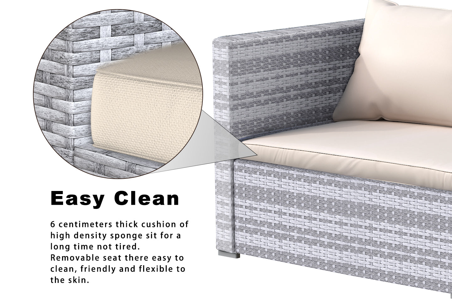 AJUNION Wicker Rattan Garden Sofa Outdoor Lounge Set 4 Piece with Y Mail Packing