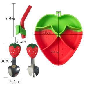 China MHC Fruit Design Silicone Baby Feeding Set BPA Free Strawberry Feeding Bowl factory
