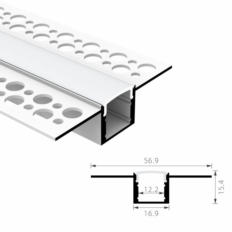 Anodize / Coating Aluminum Led Strip Light Profile Flush Mounted Plasterboard
