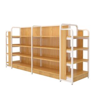 China Small Metal Wood Display Shelving Gondola Rack For Shop Rustic factory