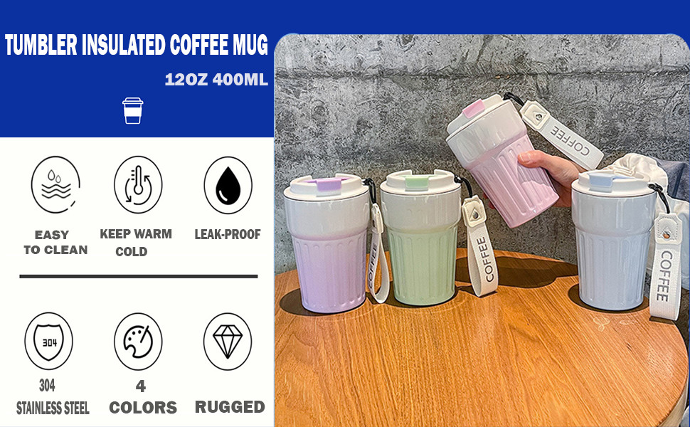 380ml Good Price Fashionable Gradient Double Wall Coffee Mug Vacuum Flask For Travel