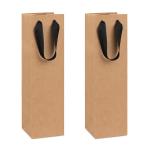 Recyclable Brown Kraft Corrugated Box with Ribbon handle for Wine bottles 14X4X4