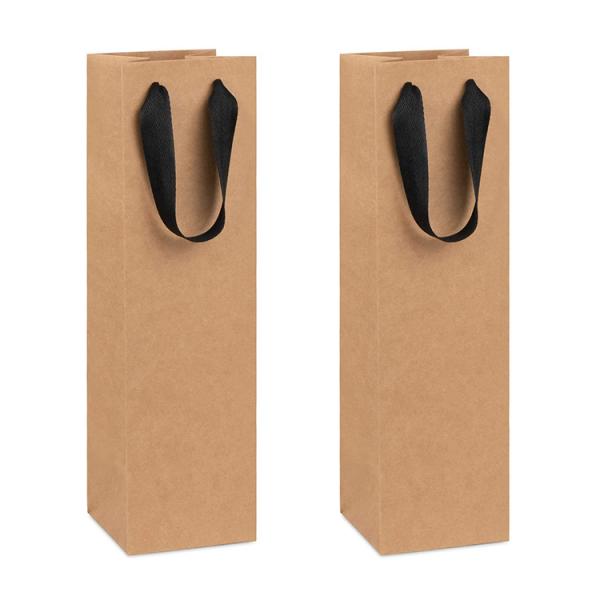 Recyclable Brown Kraft Corrugated Box with Ribbon handle for Wine bottles 14X4X4