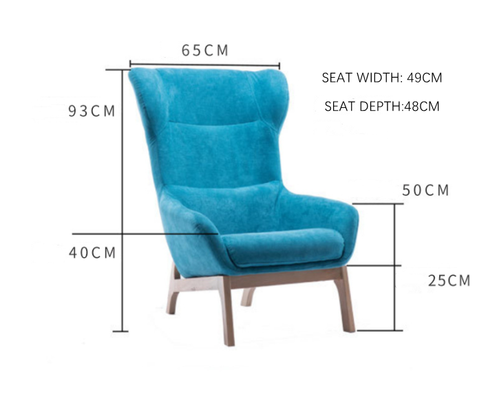 65cm*52cm*93cm Modern Lounge Chair with Assurance and Solid Wood Legs in Red/Yellow/Green/Blue/White/Coffee/Gray/Pink