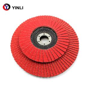 China Bright Red 4.5 Inch Ceramic Flap Disc 115mm Flap Disc For Hard Metal factory