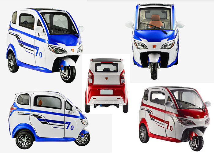 Smart Enclosed Electric Tricycle 1200 W 3 Wheels With Adjustable Seat Cabin