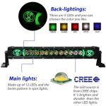 19 Inch LED Blue Backlight Car Light Bar 60W 4800Lm Spot Beam Lamp Waterproof
