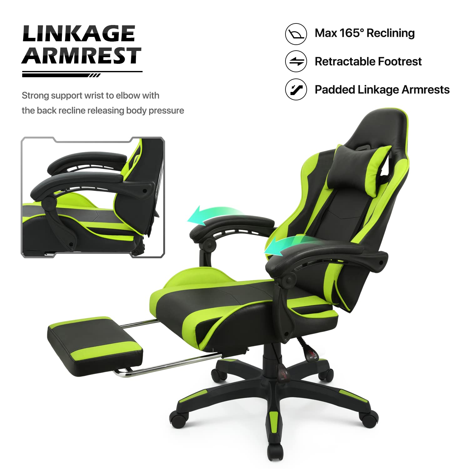 Affordable Home Office Furniture ALINUNU Ergonomic Gaming Chair 25"D x 26.5"W x 42.5"H