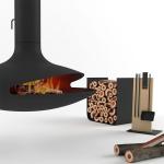 ISO9001 Wood Burning Fire Pits 60m2 Hanging Wood Burner Indoor