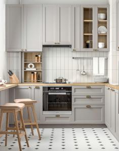 China Quartz Countertop Shaker Kitchen Cabinets For Apartments factory
