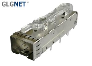 China 3.0 mm Solder Post PIN 1 x 1 SFP Cage Assembly With Light Pipe EMI Spring Finger factory