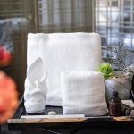 White Hotel Towel Set 100% Cotton Hotel Yarn Dyed Rectangular Hotel Kitchen