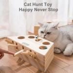 Solid Wooden Interactive Cat Hunt Mouse Toy Hit Hamster Mouse Cat Toy Interactiv