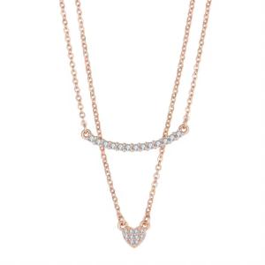 China YASVITTI Double Layer Necklace Jewelry Classic Rose Gold Plated 925 Sterling Silver Heart Pendant Necklace factory