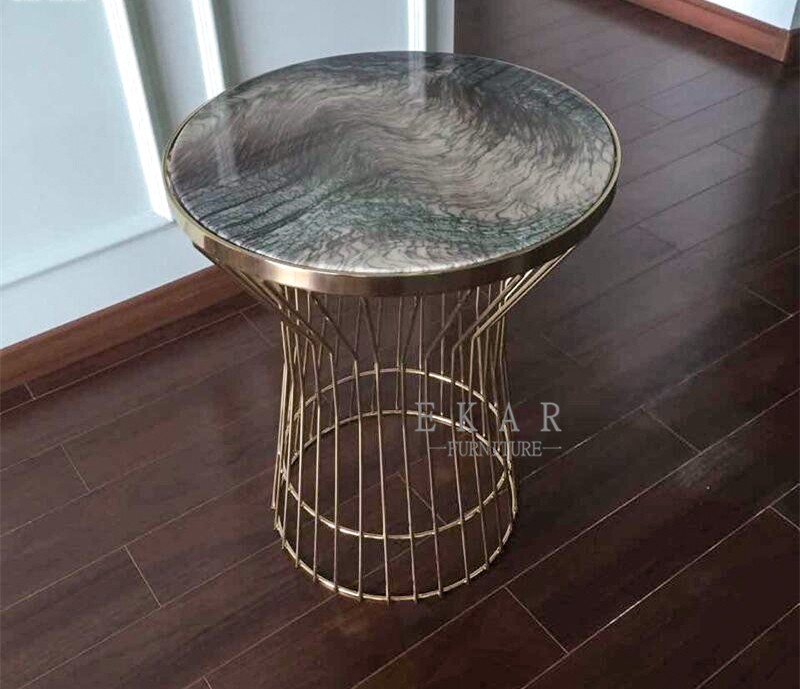 Living Room Furniture Marble Top Side Table Gold