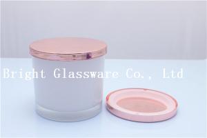 China top sale glass candle holder with rose gold lid and silicone ring factory
