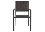 Black Outdoor Dining Chair With Aluminum And PE Rattan For Garden Furniture