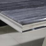 UK Style 0.57cbm Grey Marble Dining Table Stainless Steel Cross Leg