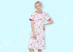 Cotton Interlock Ladies Night Dresses Sleepwear Long Sleeve Pink Floral Printed