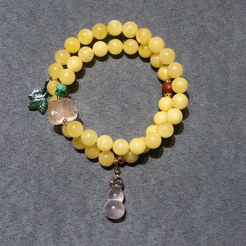 Fengshui Jewelry Bracelets Pendent Necklace Beads Muslim Chanting Beads Natural High-Quality Amber Bracelet 12mm Translucent Lucky Bracelet To Give To