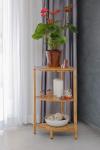 Freestanding 3-Tier Bamboo Corner Shower Shelf Caddyfor Shower, Kitchen, Hall