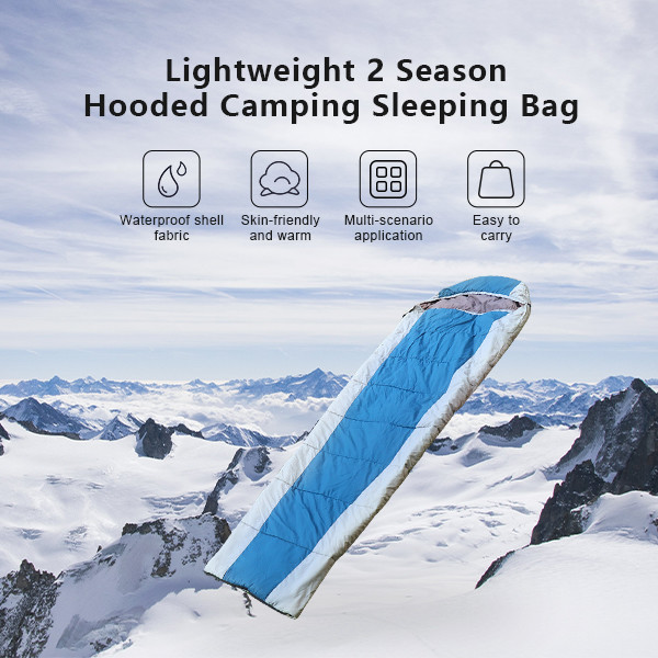 Blue Lightweight Flannel Sleeping Bag Semi Rectangular Backpacking Sleeping Bag For Adults
