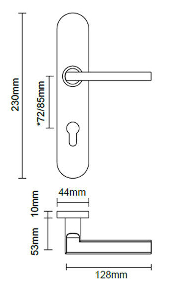 EN1906 Grade 3 fire rated door handle set with long backplate-X-2