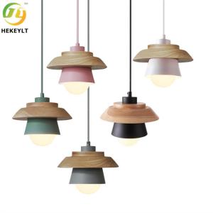 China Colorful Nordic Modern Wood LED Pendant E26 Macaron Series factory