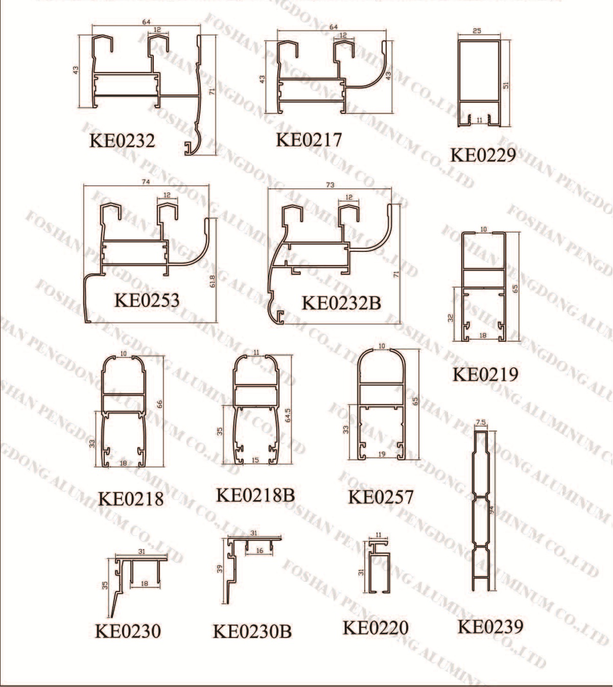 Anodized Aluminium profile for casement window