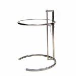 Eileen Gray Glass End Tables Stainless Steel Frame Simple Adjustable Height