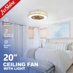 3 Speed 20 Inch Wind Deflector Dimming LED Ceiling Fan