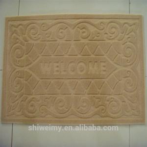 China WELCOME embossed brushed polyester door mat factory