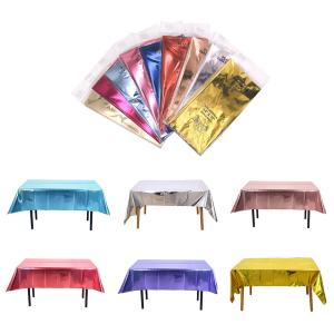 China 137x274cm Polyester Vinyl Foil Plastic Wedding Tablecloths factory