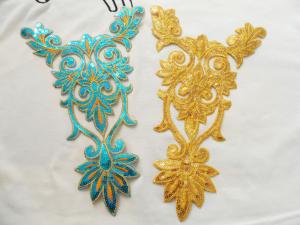 China Hot Fix Embroidery Lace Applique with Sequin in Different Color factory