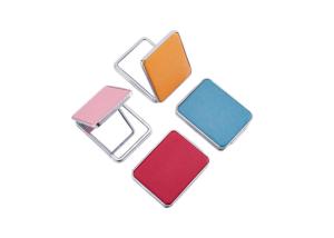 China Rectangular Foldable PU Cosmetic Pocket Mirror 11mm Thick Small Travel Mirror factory