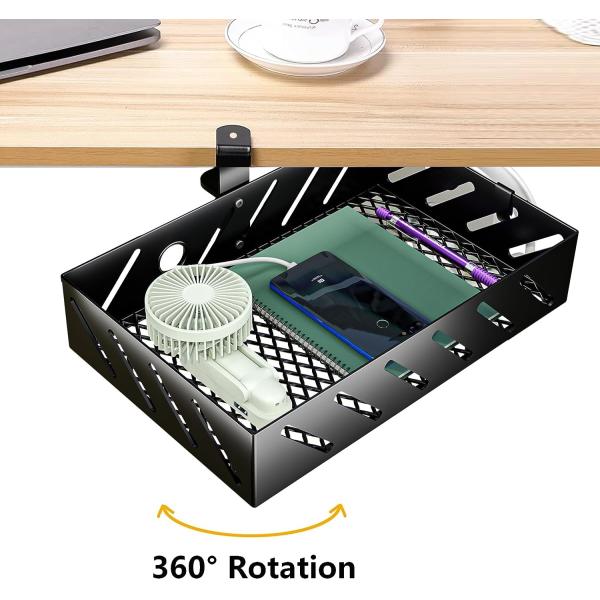 China 360 Degree Rotatable Under Desk Clamp-on Storage Drawer for Home Office Organization factory