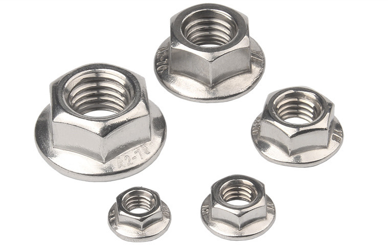 DIN6923 18-8 Stainless Steel Serrated Flange Locknuts Hexagon Nuts with Flange
