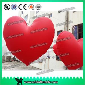 China Valentine's Day Decoration Red Inflatable Heart With LED Light For Club Hanging Decoration factory