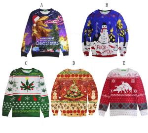 China 3D Printing Plus Size 4xl Christmas Jumper , Male Christmas Jumpers Pullover factory