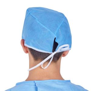 China Ties On Disposable Hood Cap Light Weight Blue With CE ISO FDA Approved factory
