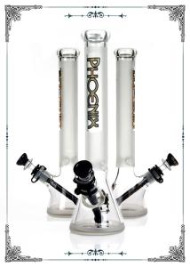 China Clear Sandblasted Borosilicate Glass Bongs Black Bowl 7mm Thickness Beaker factory